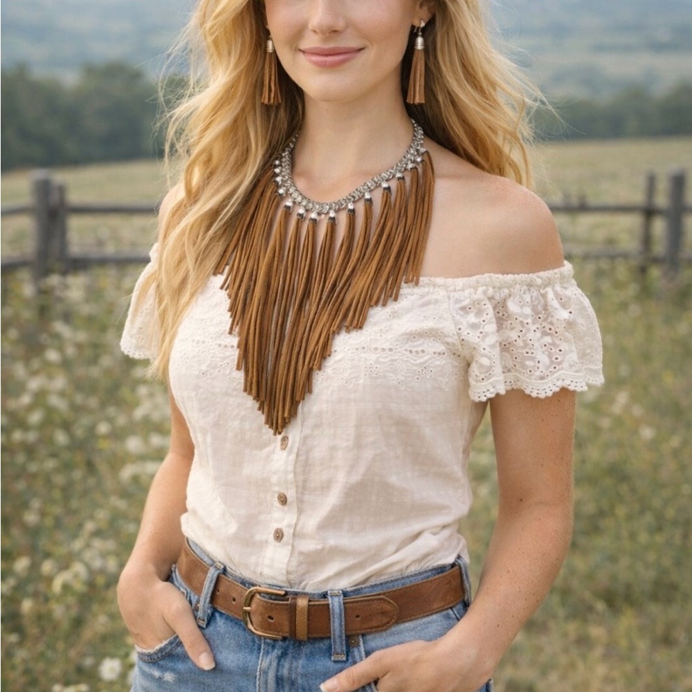 Brown Fringe Necklace